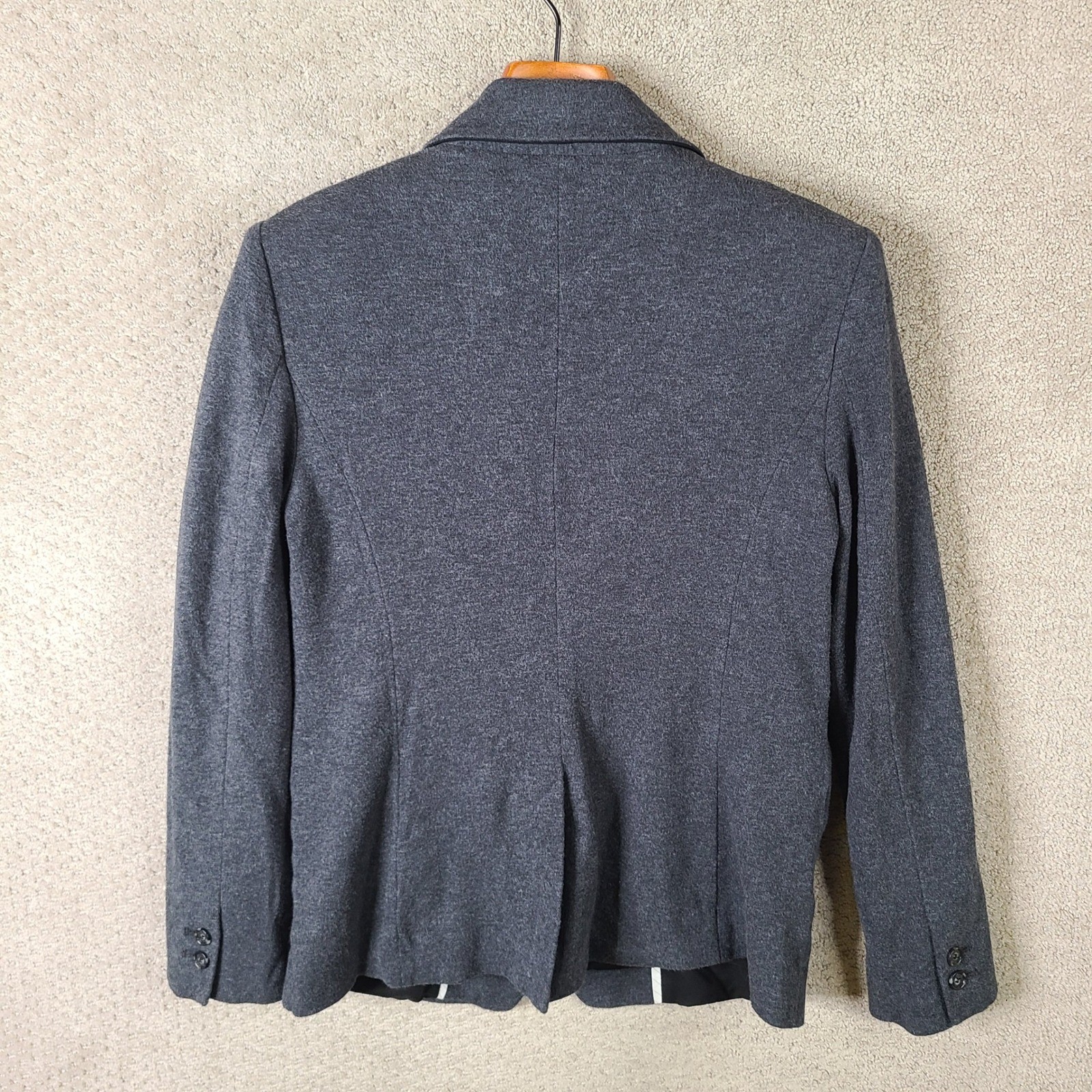 LOFT Jacket Womens 6 Gray Knit Blazer Single Button Work Career Office Cotton