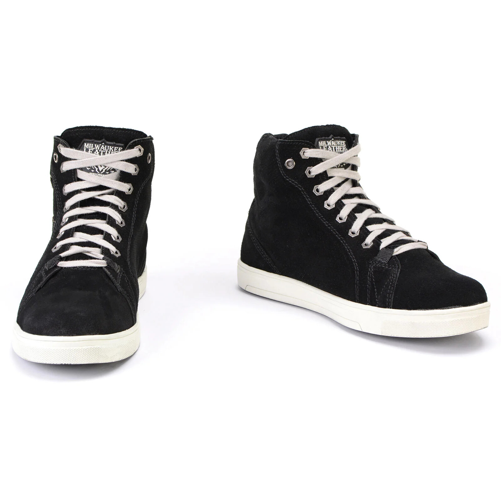 Milwaukee Leather MBM9106 Men’s Black Perforated Leather and Grey Stitching Shoe