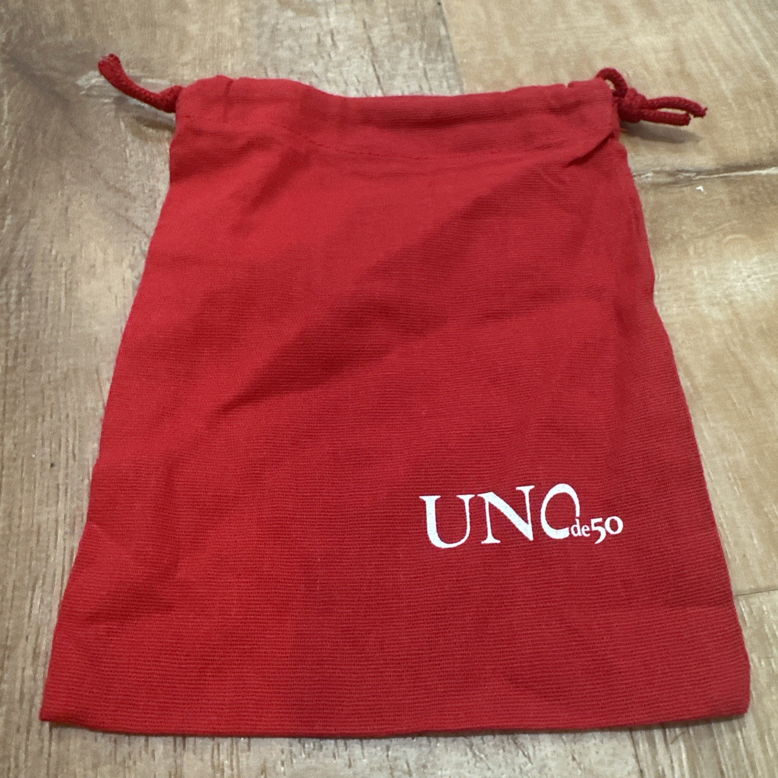 Uno De 50 Storage Jewelry Dust Bag Pouch ONLY Red Fabric Drawstring 6”x7.5” New