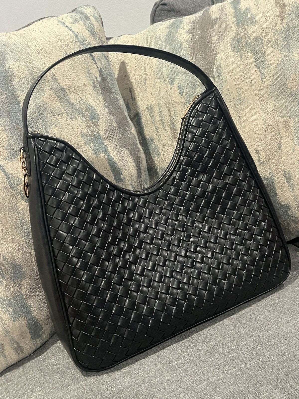 Black MICHAEL KORS Nayla Medium Hobo Woven Shoulder Bag NWT