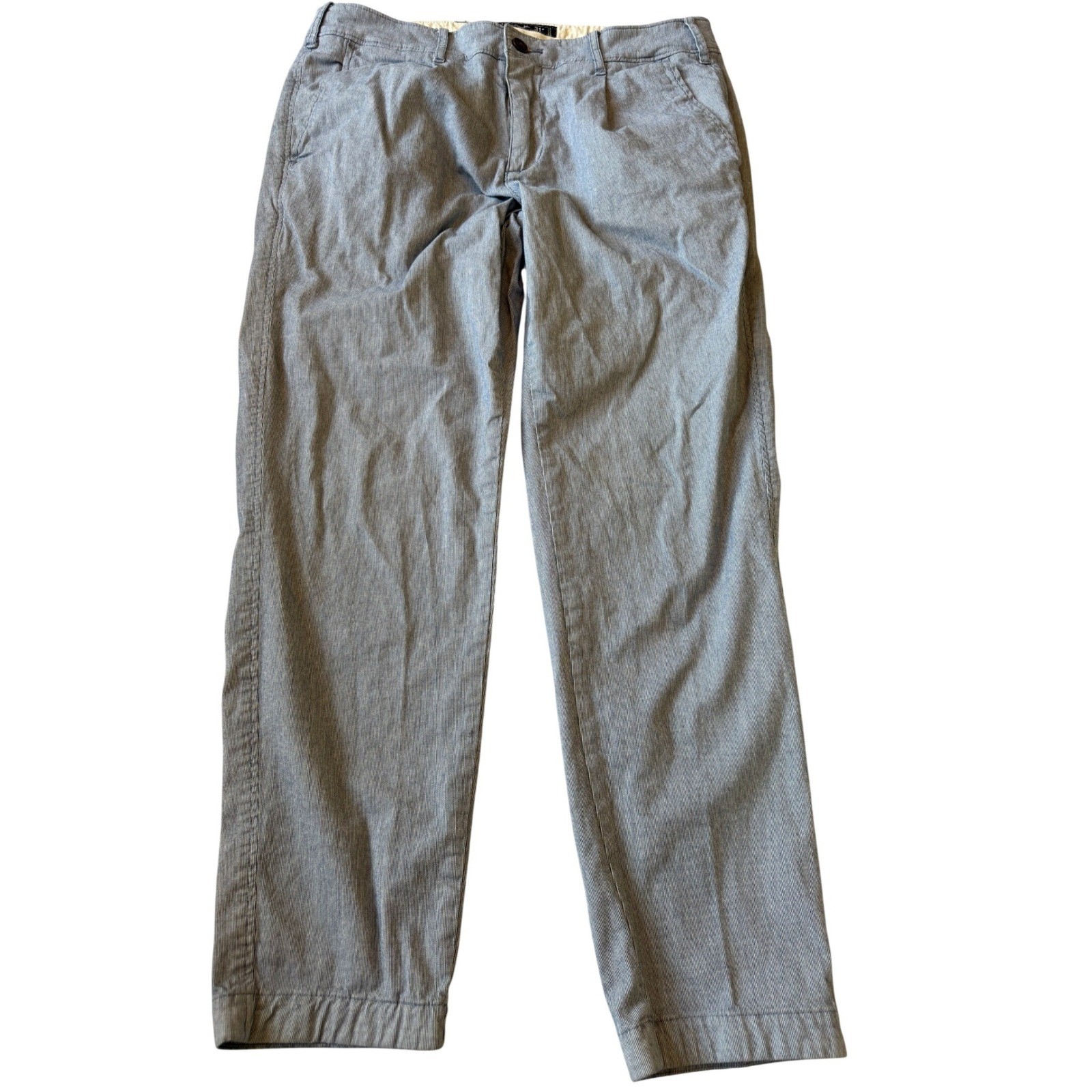 Abercrombie & Fitch Men Seersucker Chino Pants 31X32 Blue Striped Cotton Stretch