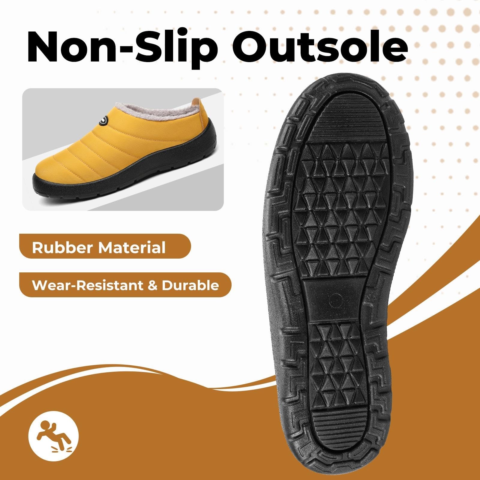 Mishansha Mens Womens House Slippers Warm Fur Lined 7 Women/5 Men, Yellow