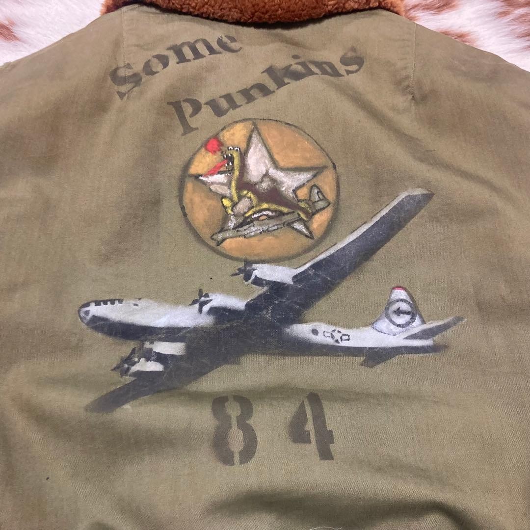 USAAF 40s Vintage B-15 Flight Jacket Hand Paint Military Size 40 Men’s Outer