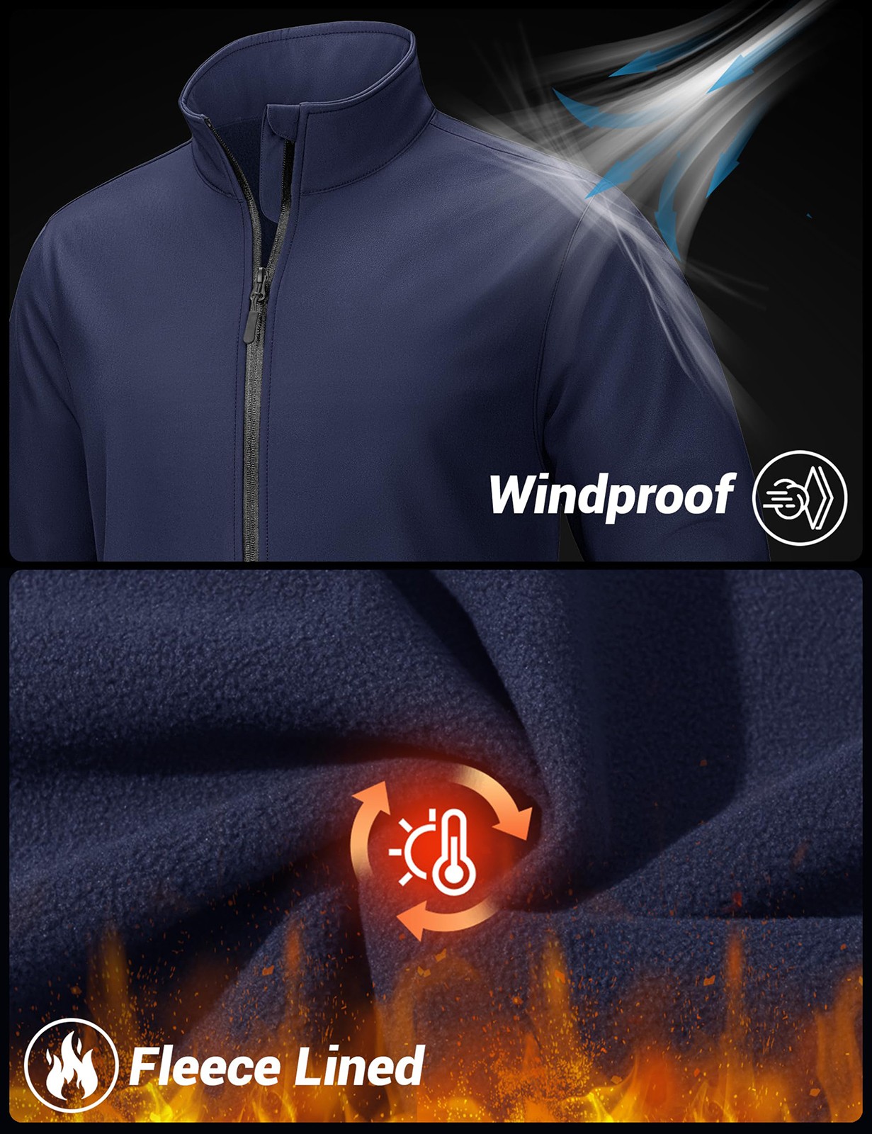 Men’s Lightweight Softshell Jacket Waterproof Fleece Lined Winter Winter Jackets
