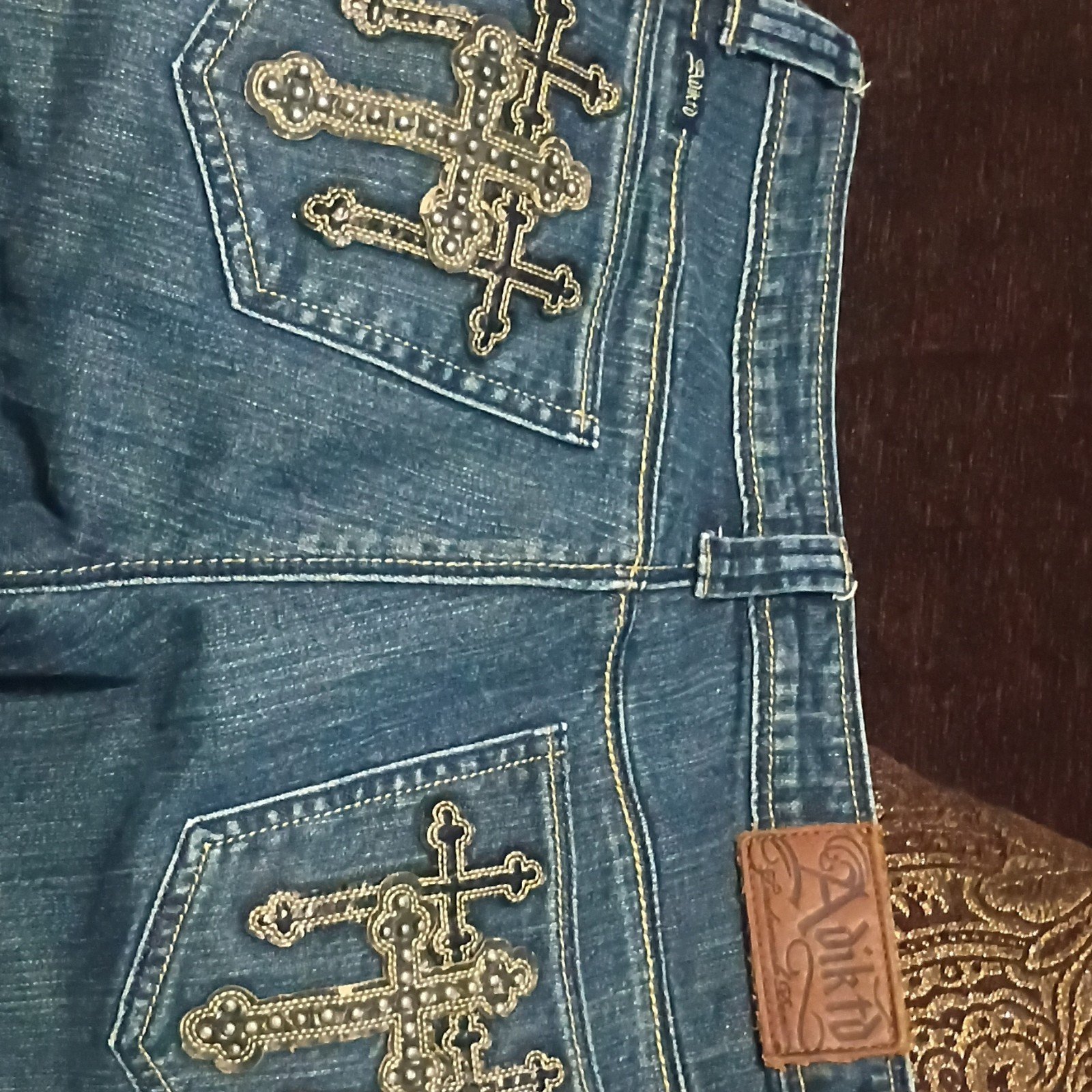 BKE Women’s Dark Wash Blue Bootcut Jeans Regular Fit Stretch Embroidered 6