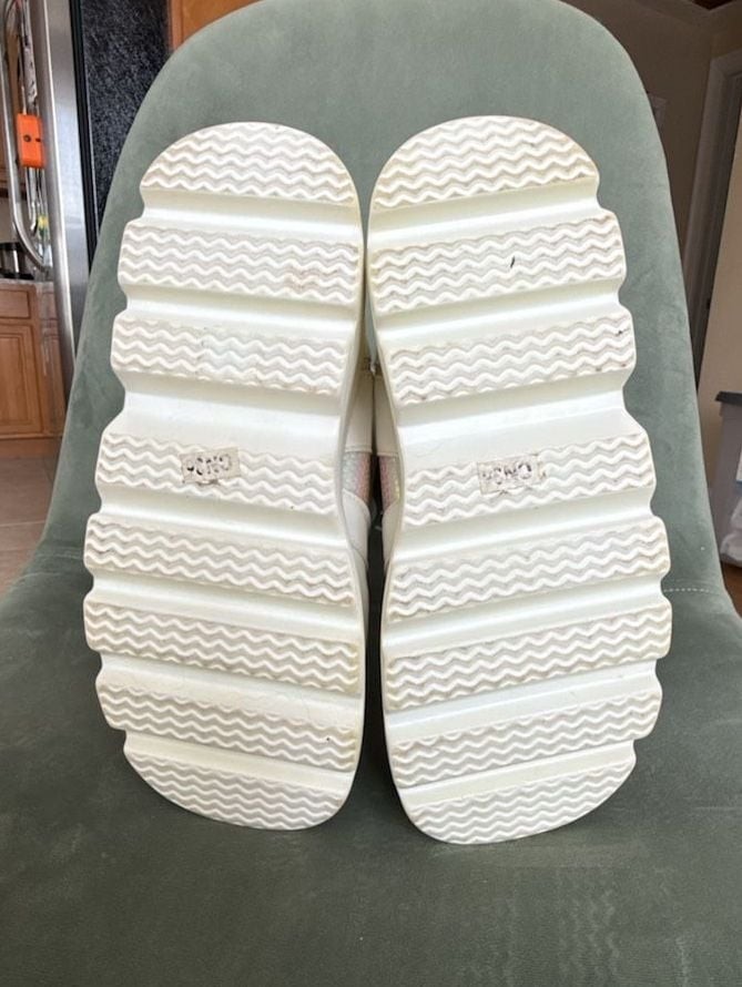 Holographic Wedge Platform Boots, White and Iridescent, Size CN36 (US Women’s 6)
