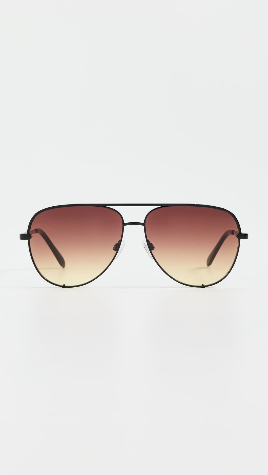QUAY Women’s High Key Extra Large Sunglasses, Black/Brown Yellow, One Size