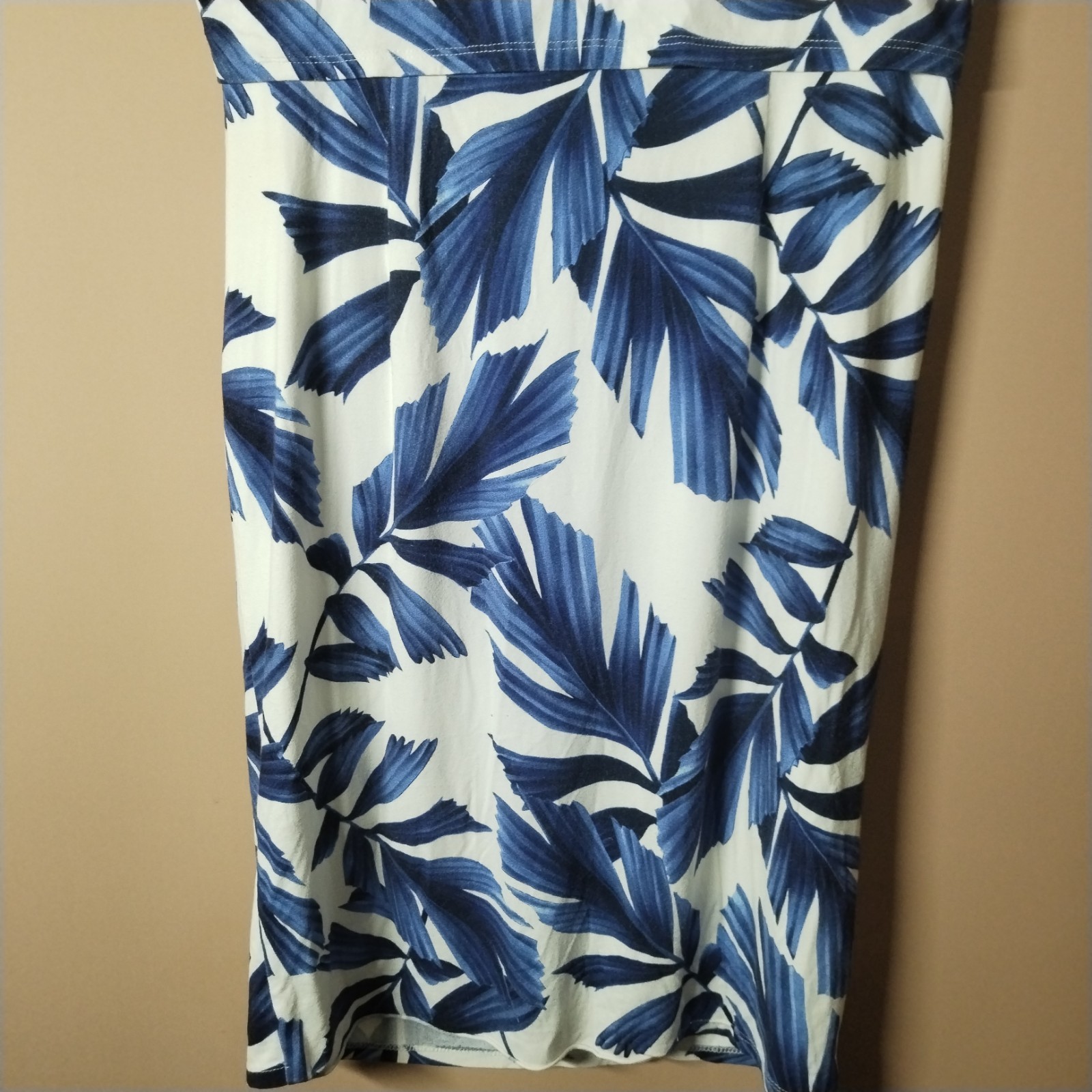Phase Eight Dress Size 16 White Navy Eloise Palm Print Shift Bodice Layer Ruched