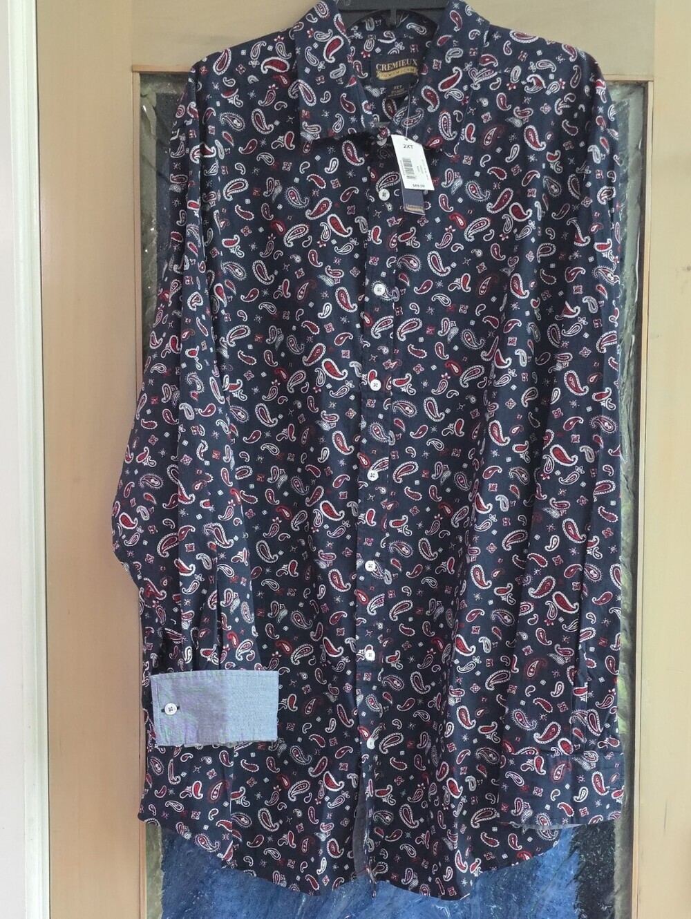 Daniel Cremieux Navy Paisley Button-Down Shirt with Red and White Paisley
