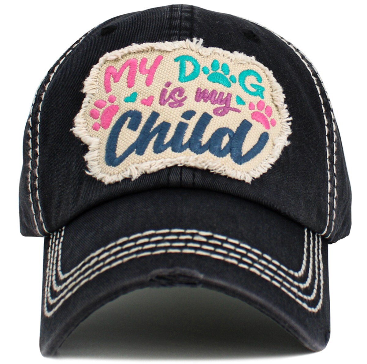 KBETHOS My Dog Child Washed Vintage Distressed Baseball Cap