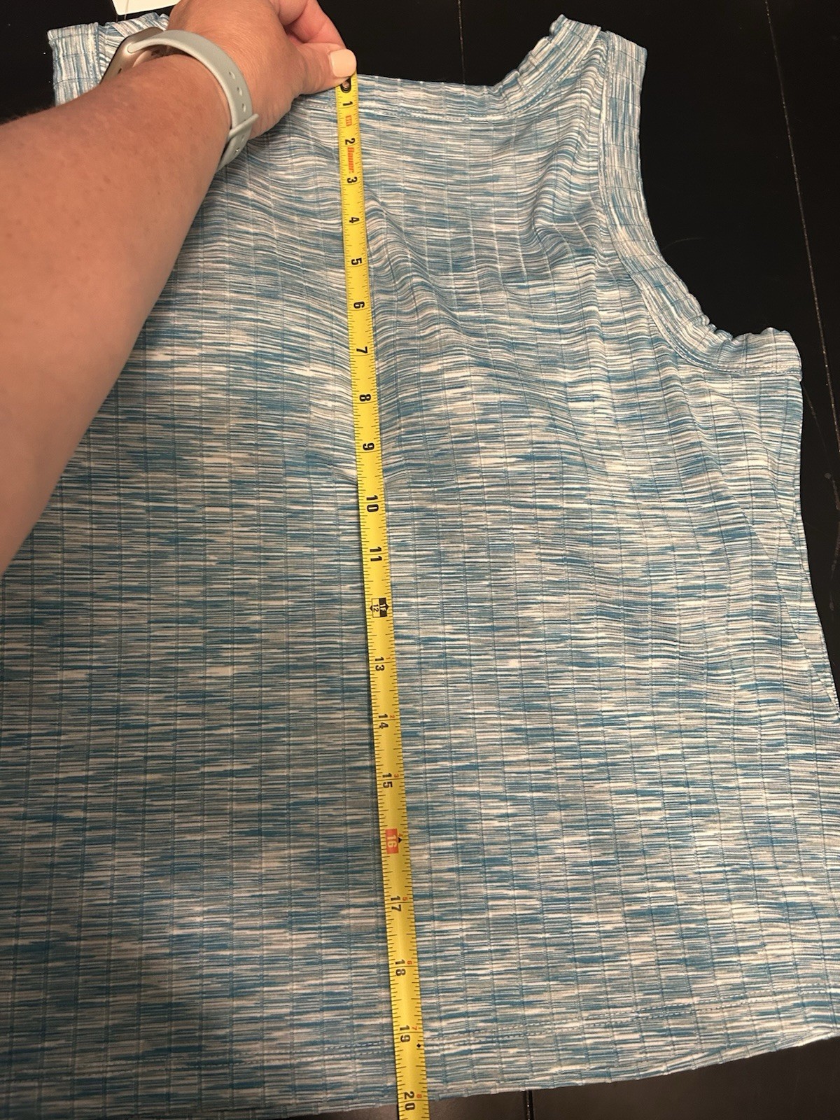 NWT Lou & Grey Light Blue Patterned Cropped Scoop Neck Tank