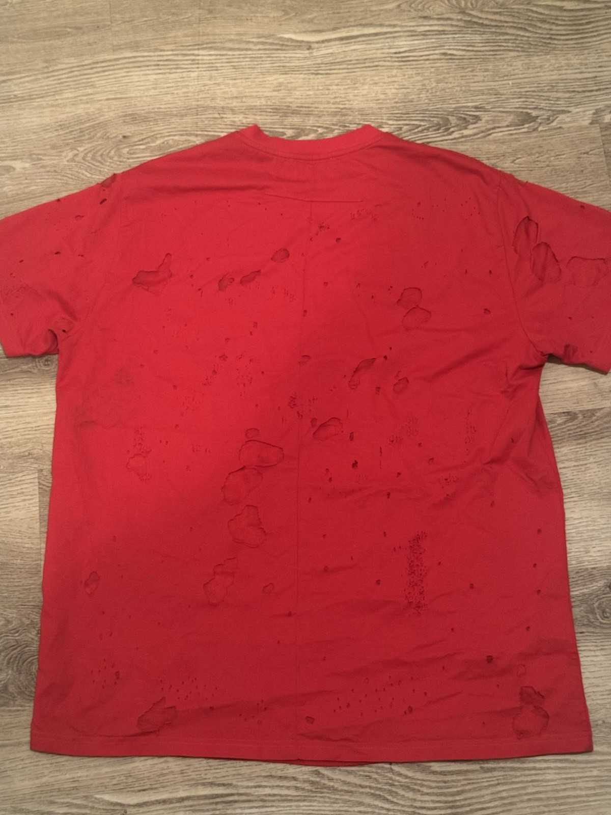 Givenchy Paris Red Distressed Colombian Fit Men’s T-Shirt – Size L