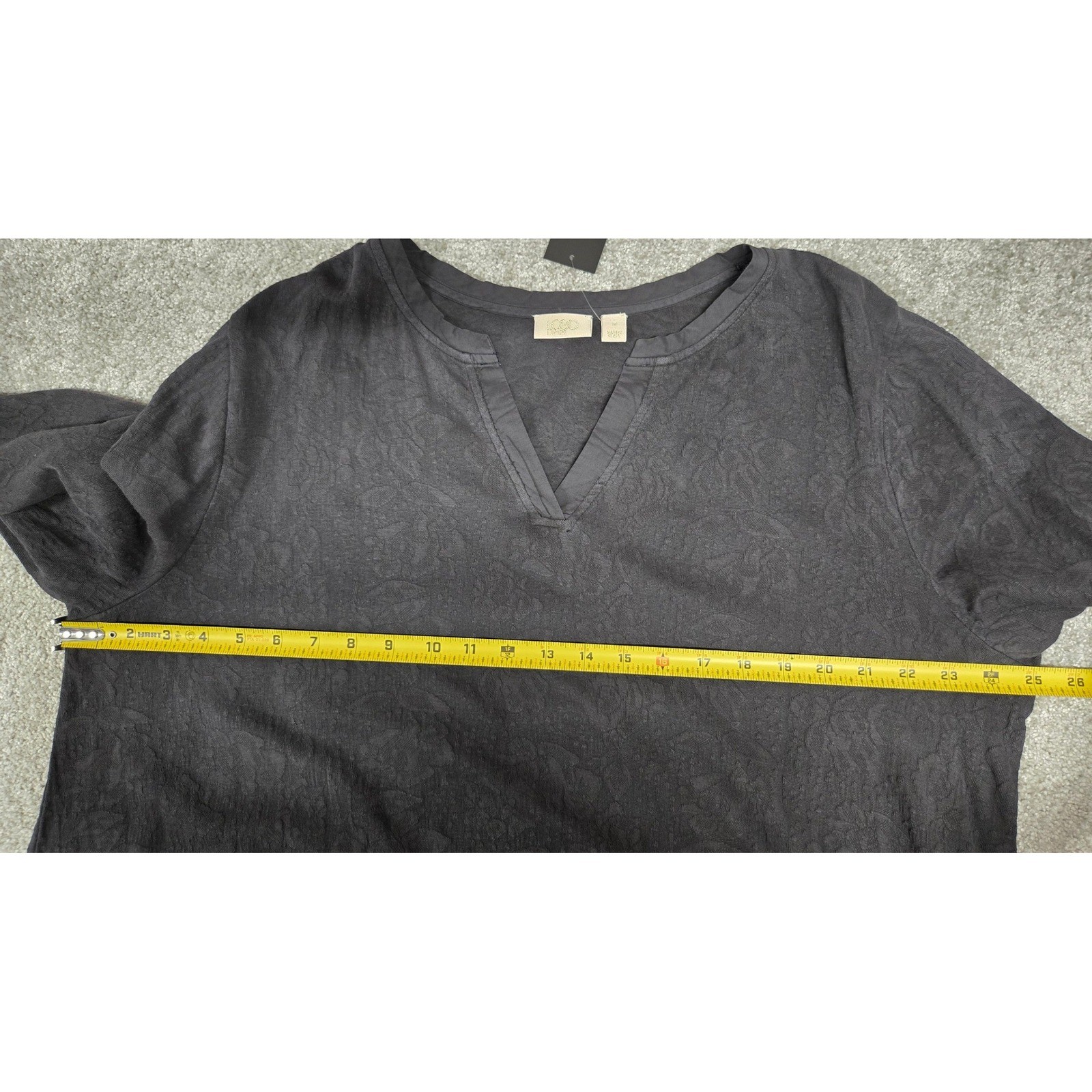 LOGO Lavish Lori Goldstein Gray Cotton Lace Eyelet Tunic Top Women’s Size 1X