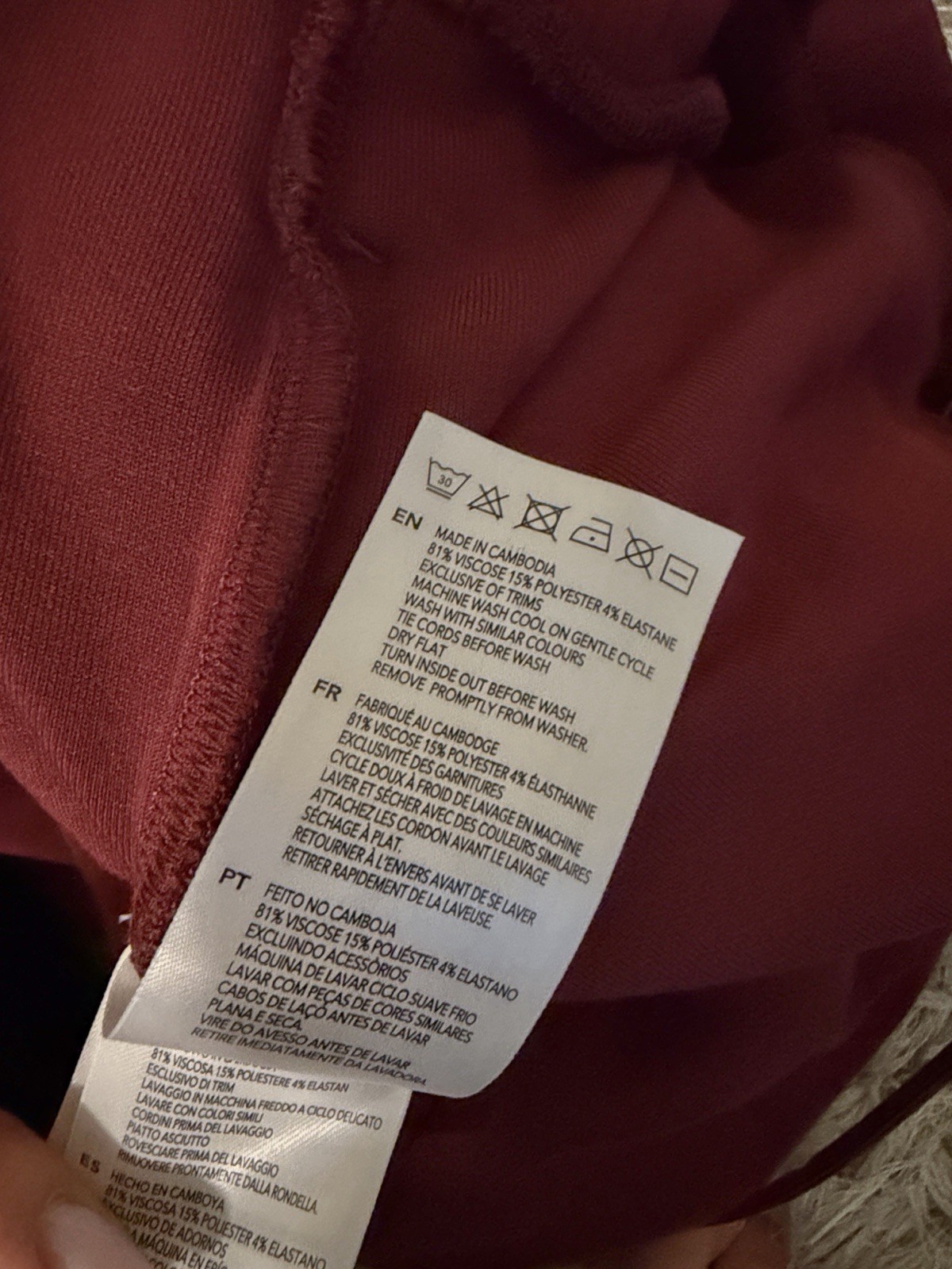 Varley DoubleSoft The Slim Cuff Track Pants 27.5 in New Maroon Sz M