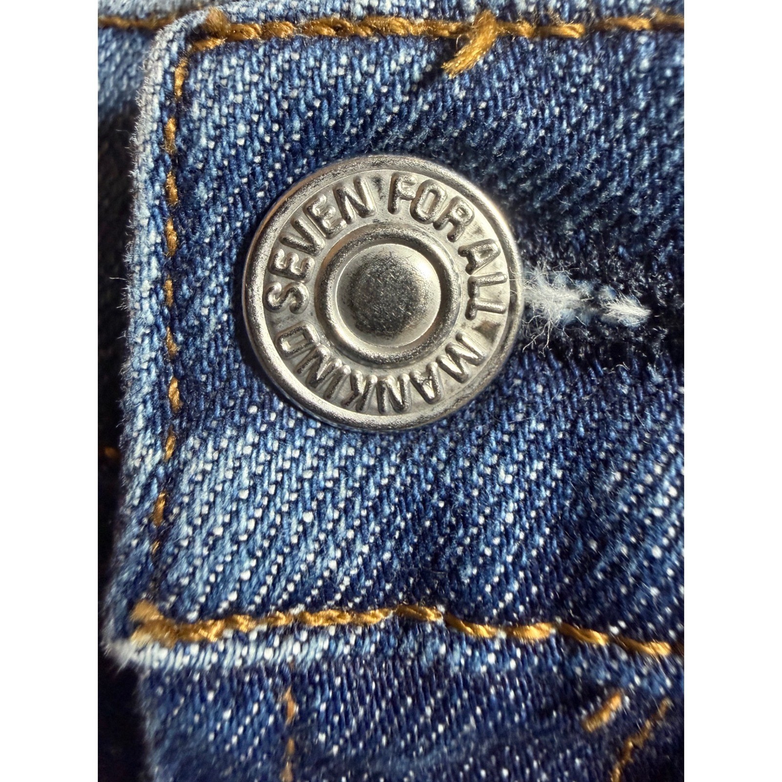 7 For All Mankind Distressed Raw Step Hem Denim Blue Jean Shorts Size: 32