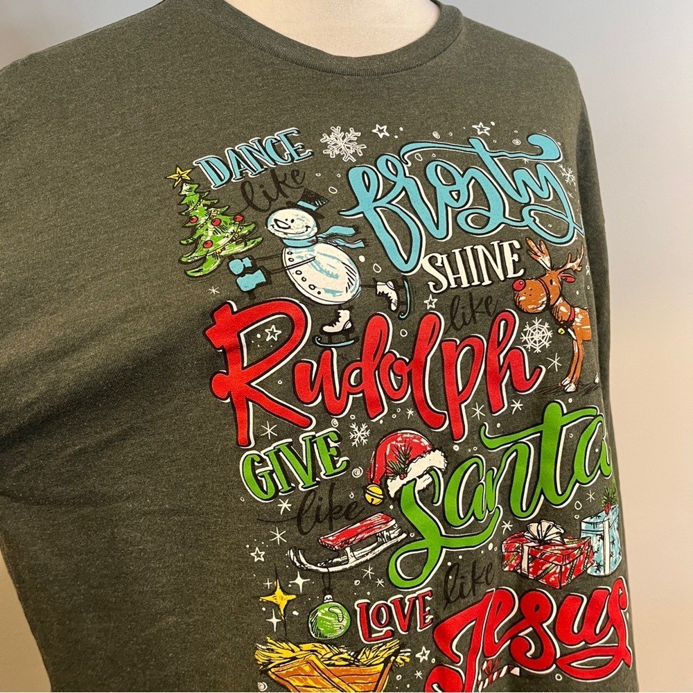 Christian Christmas Festive Graphic Long Sleeve Shirt size large
