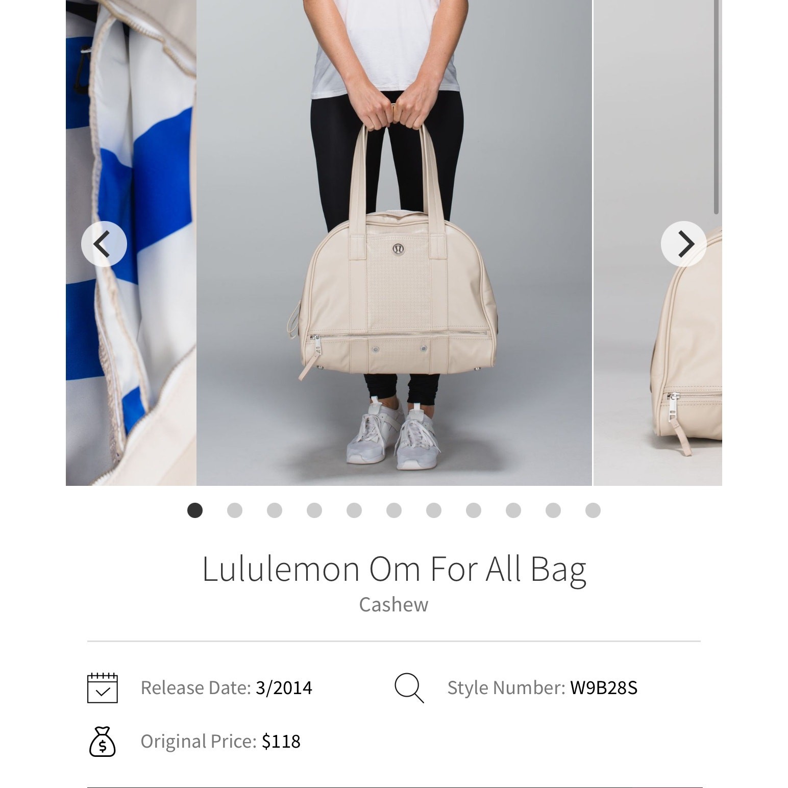 Lululemon Om For All Bag in Cashew Laptop Gym Bag Work W9B28S