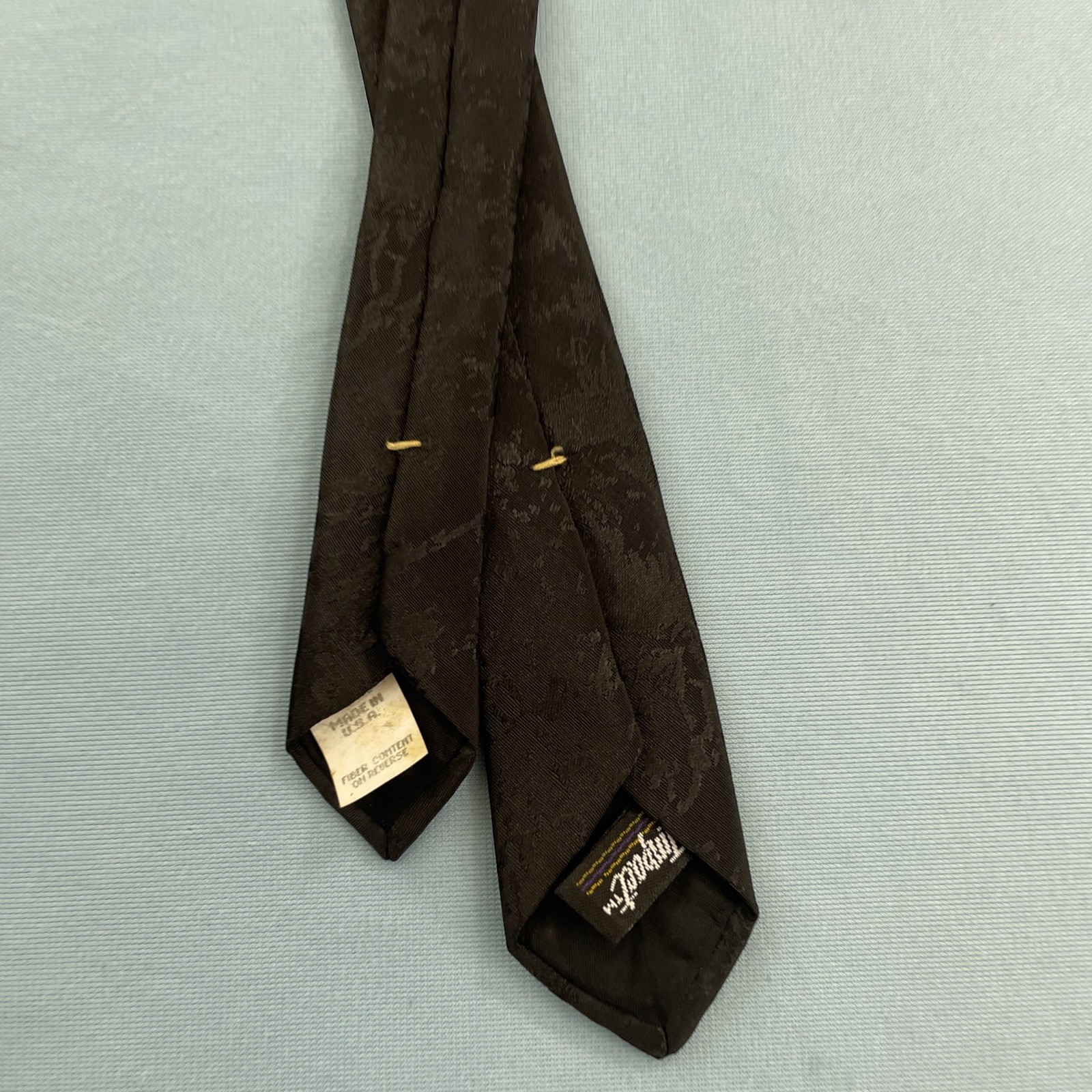 Impact Vtg Slim Necktie Made USA Optical Abstract Art Black Super Skinny 1.7×58″