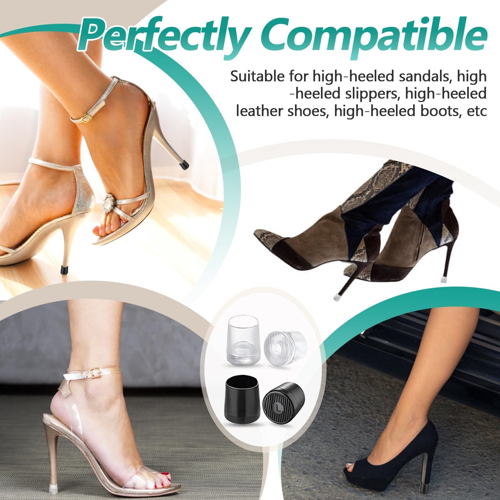 16 Pairs (32 Pcs) High Heel Replacement Protectors – Round High Heel Caps for…