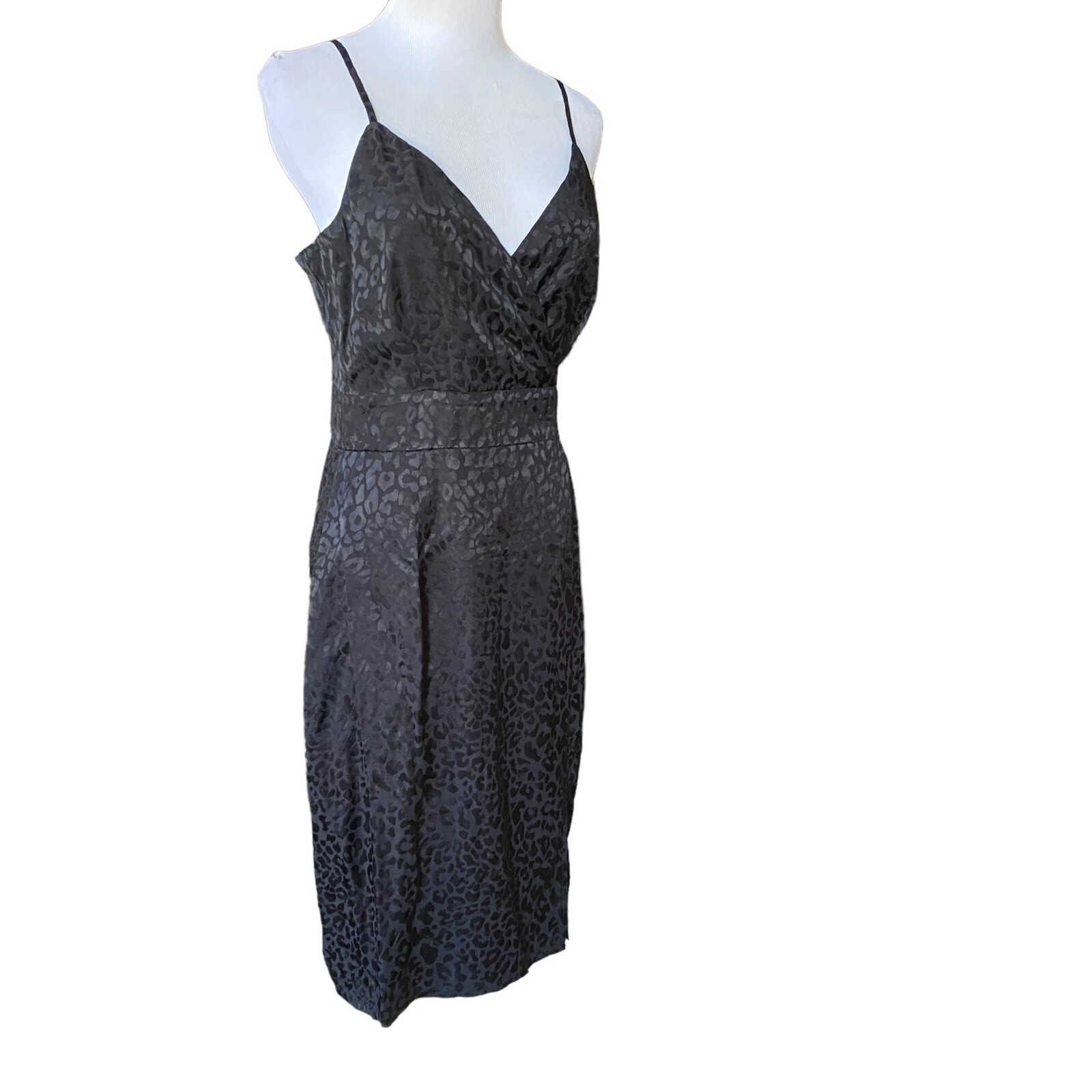 THREADS & STATES Nordstom Black Dress Size M Spaghetti Staps Animal NEW AE103
