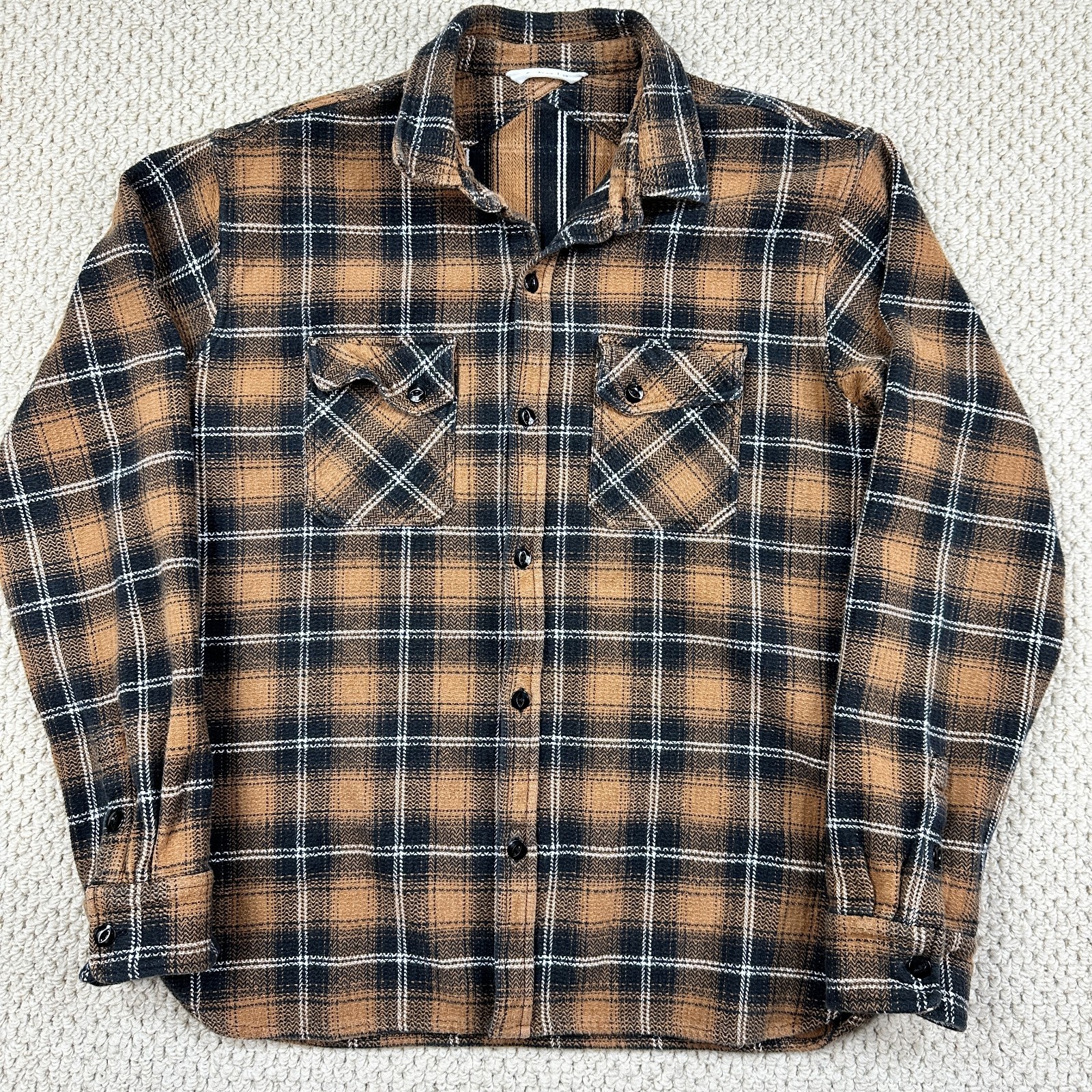 3sixteen Crosscut Flannel Fits Mens L Sienna/Black Plaid Heavy Long Sleeve Shirt