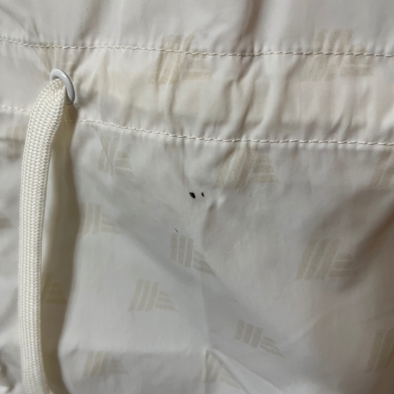 ALDI GEAR White All Over Logo Windbreaker Jacket Rainbow Stripe Sleeve Size S