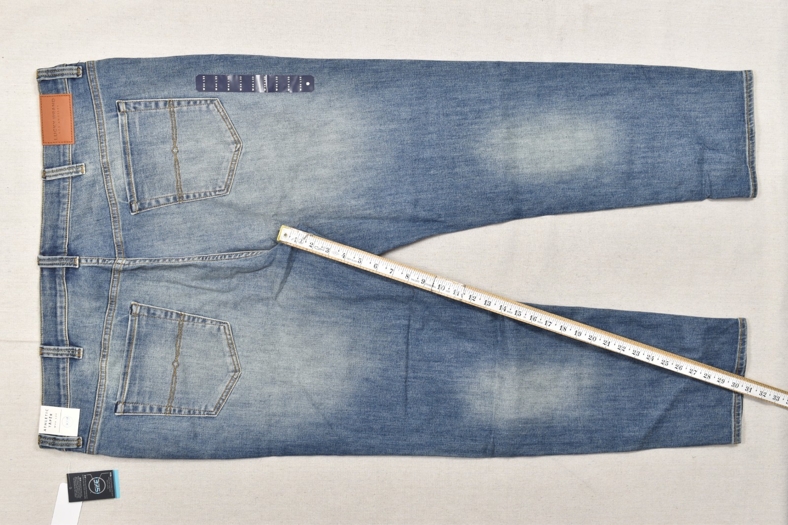 NEW Lucky Brand 411 Athletic Taper Men’s Hana 37.5 44×32 Stretch Blue Denim Jean