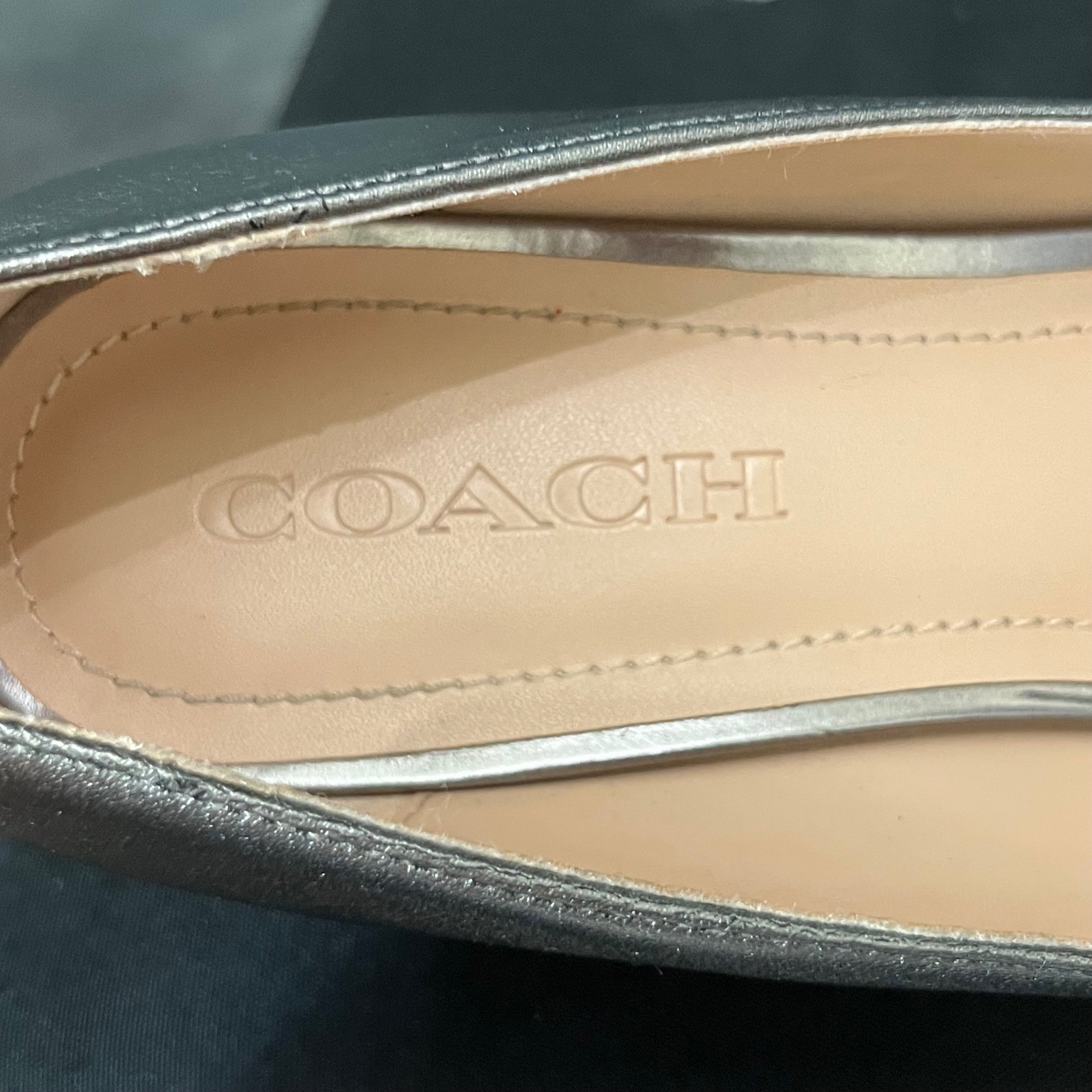 Coach Waverly Gunmetal Metallic Leather Pointed Toe Pumps G4585 Womens 8.5B