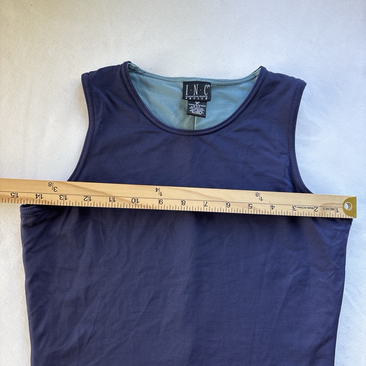 I.N.C. Navy Blue Solid Scoop Neck Jersey Tank Top Sleeveless Petite P
