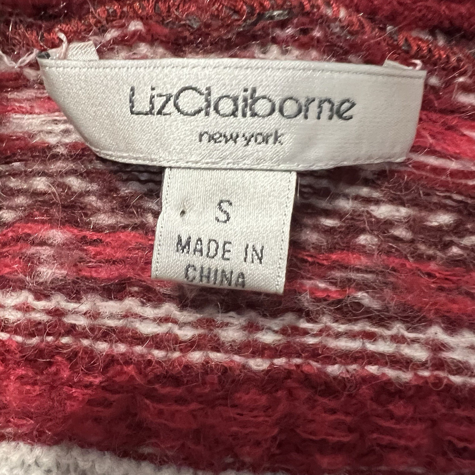 Liz Claiborne Fair Isle Cotton Wool Blend Cardigan Sweater Small Pockets Fall