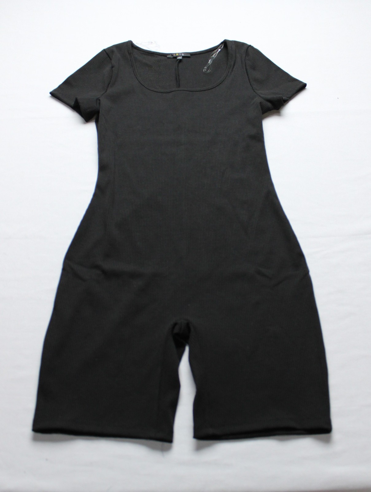 Iris Women’s Basic Solid Stretchy Bodycon Scoop Neck Romper MP7 Black Large