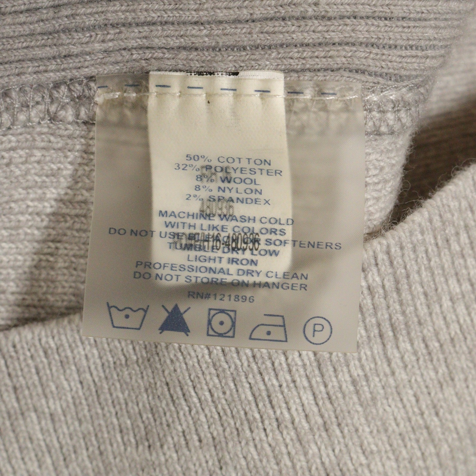 Title Nine Full Zip Sweater Fair Isle Mock Neck Gray Cotton Wool Women L
