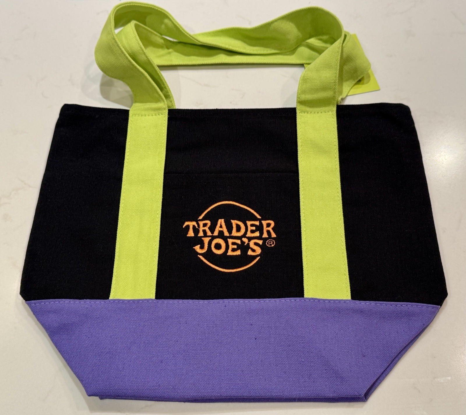 Trader Joe’s Halloween Mini Canvas Treat Tote Bag Black Purple Green Multicolor