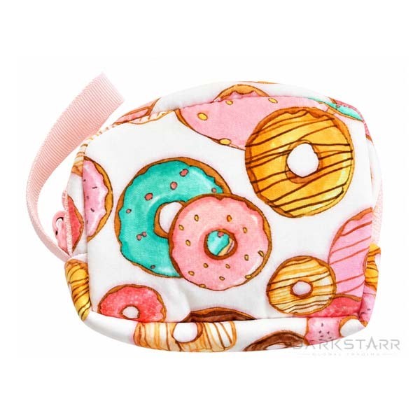 Colorful Donuts Cartoon Designed Coin Pouch with Zipper (11cm x 9cm x 2cm)