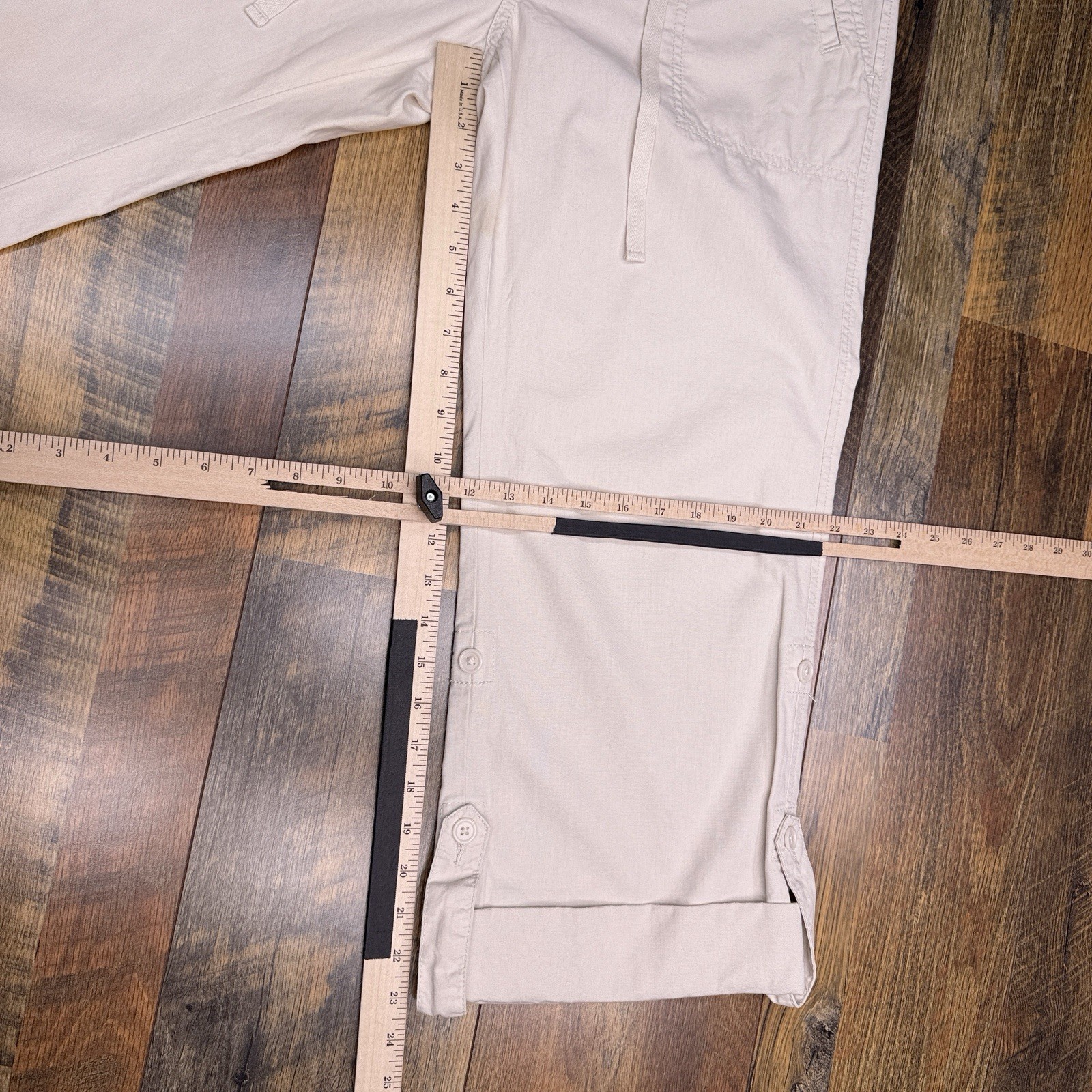 Old Navy Capri Pants Womens 10 Beige Just Below Waist Roll Tab 2006 New