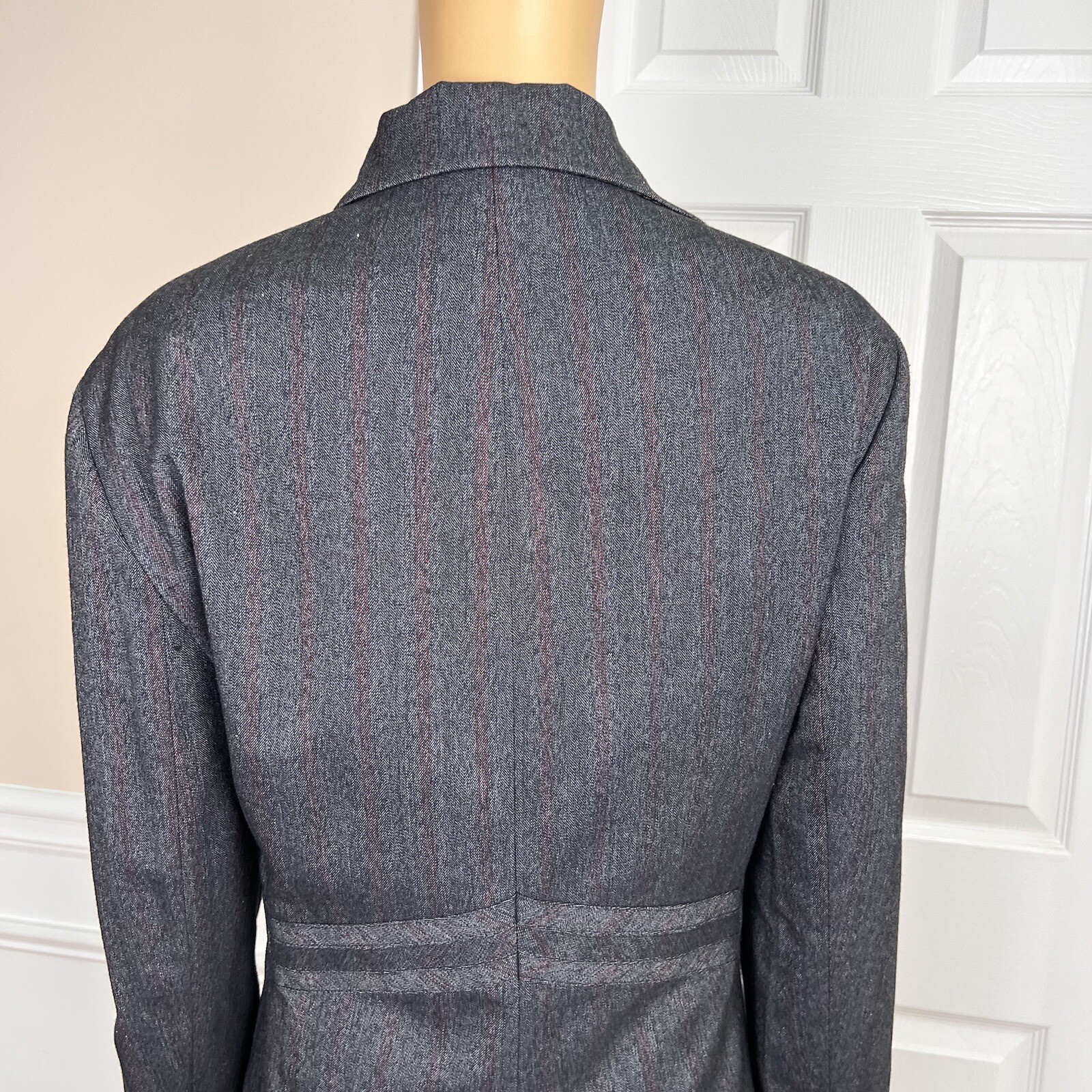 Larry Levine Polyester Rayon Stretch Skirt Suit Size 18 Charcoal Gray 2PC New
