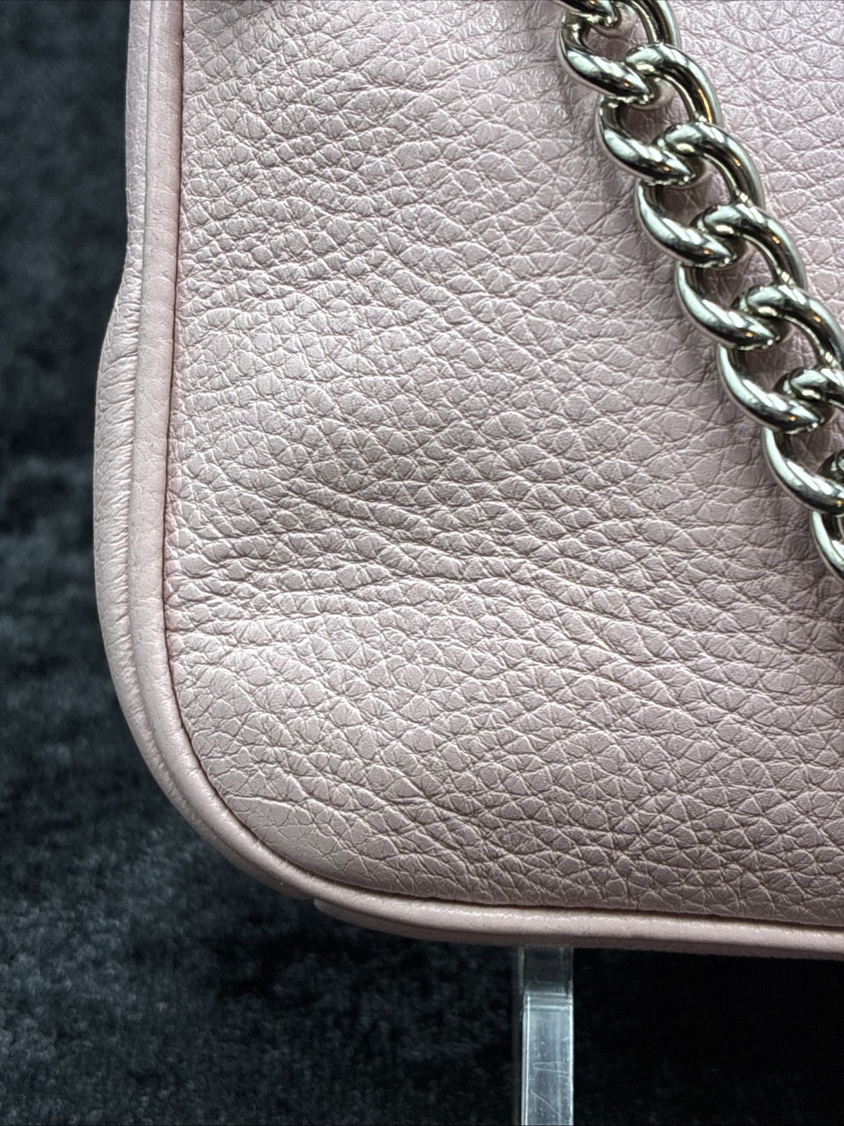 Coach Nolita 19 Petal Pink Pebbled Leather Wristlet Chain Shoulder Bag F53340 NY