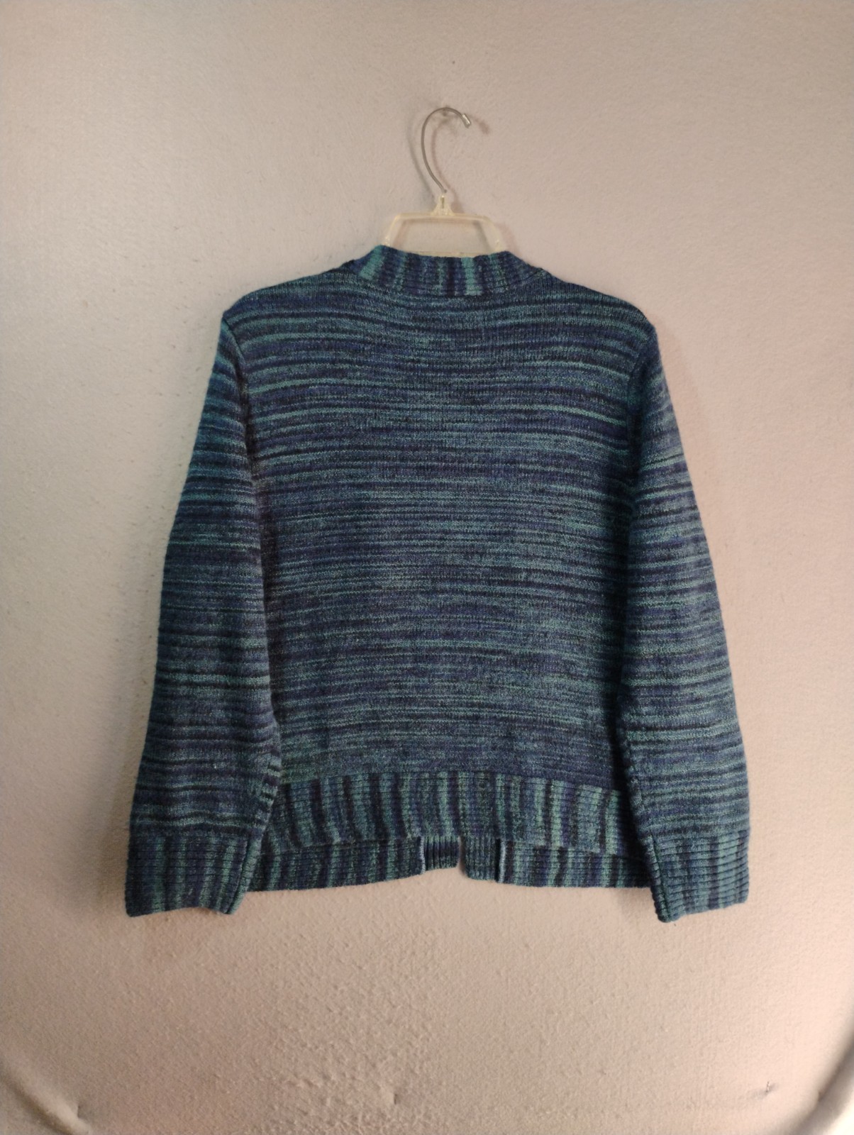 Lane Bryant Womens Sweater f18 20W Teal Blue Striped Long Sleeve Knit Cardigan