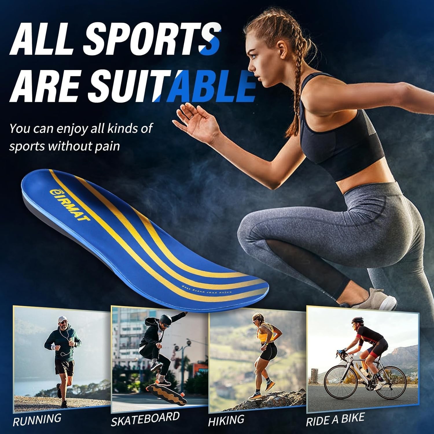 High Arch Support Insoles for Plantar Fasciitis Relief – Shock Absorbing Gel