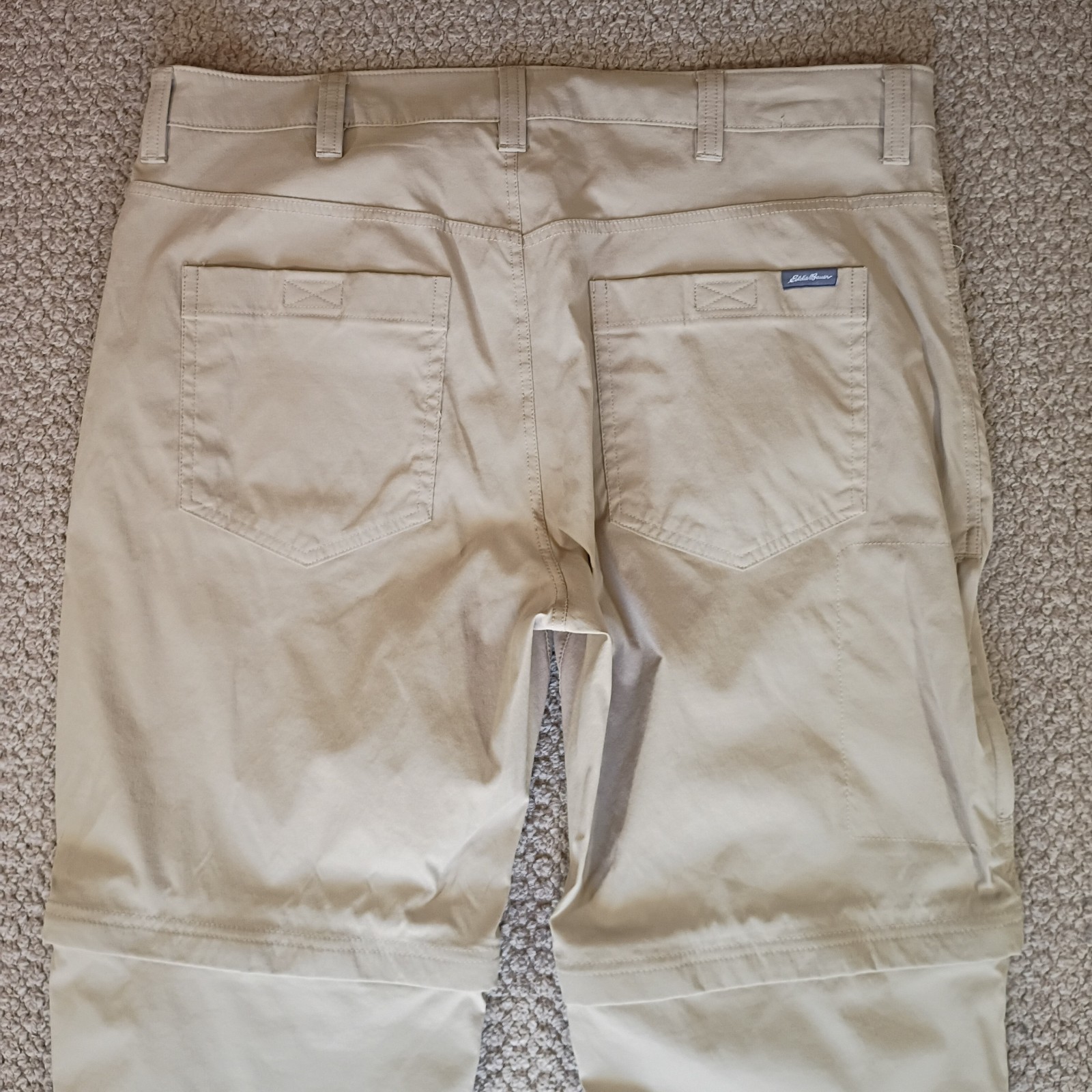 Eddie Bauer Men’s Beige Pants Size 38 X 32 Hiking and Convertible Zip-Off Legs