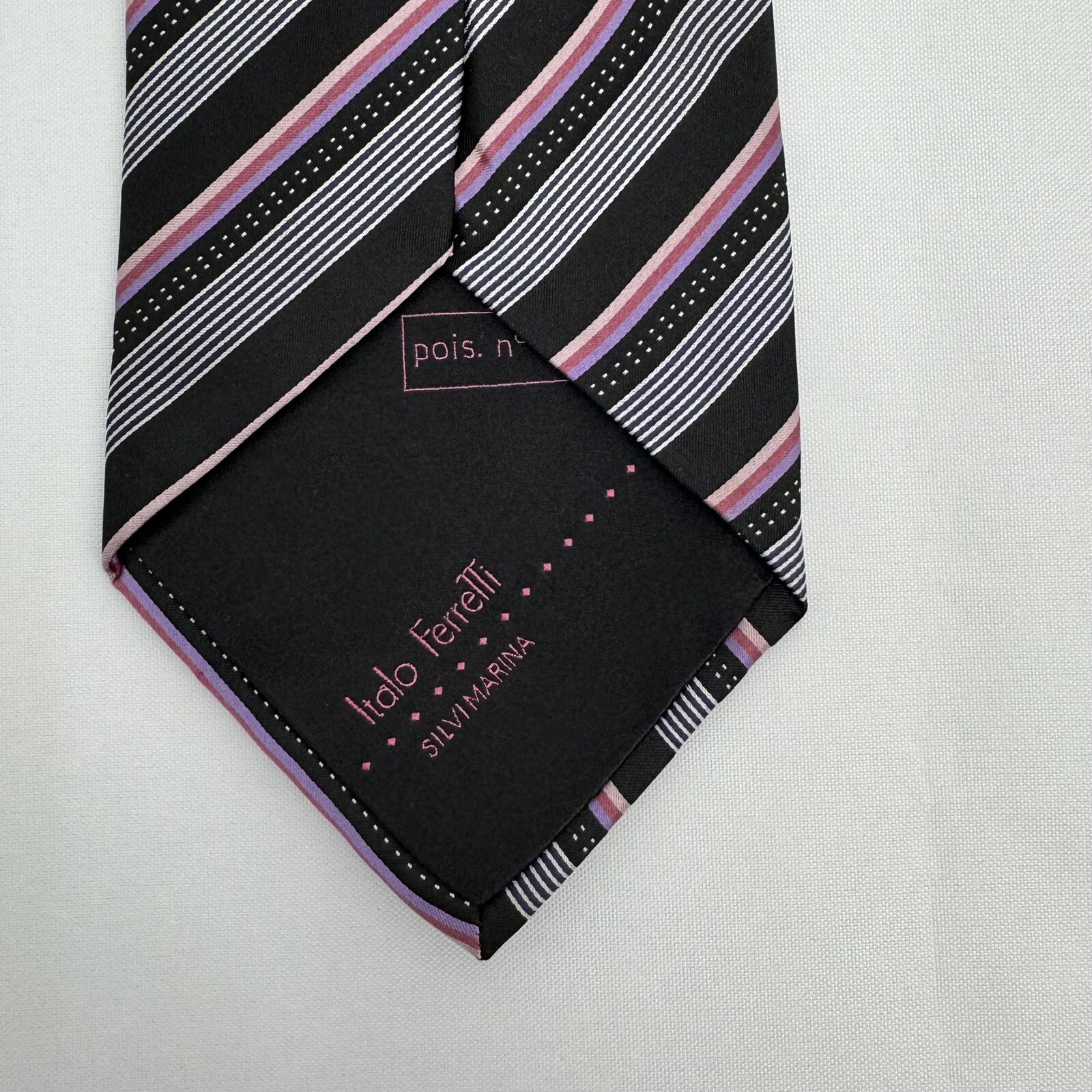 Men’s Italo Ferretti Silvi Marina Italian Necktie Striped Pois. N C002