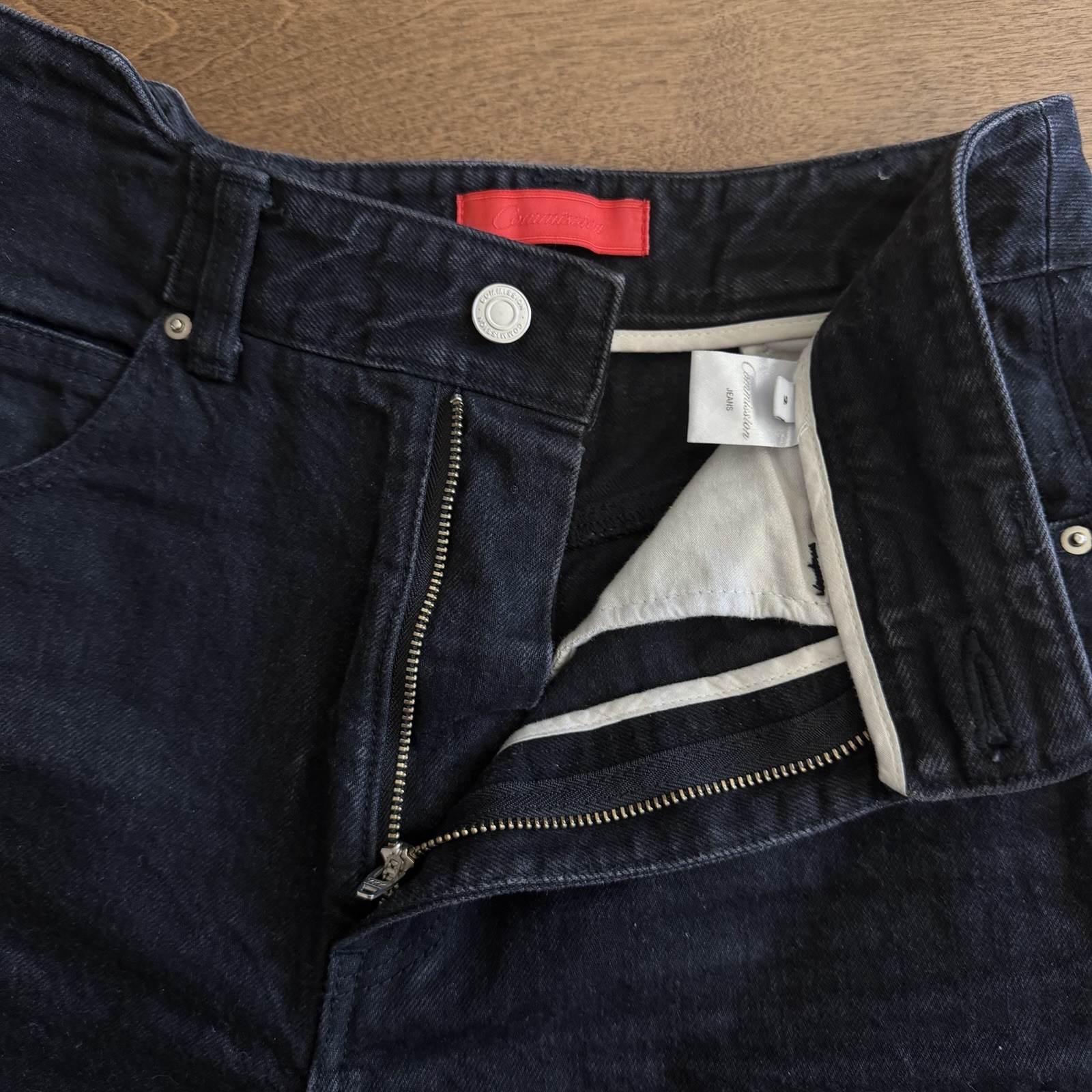 Commission Black Dark Wash Straight Jeans Regular Fit Mid Rise