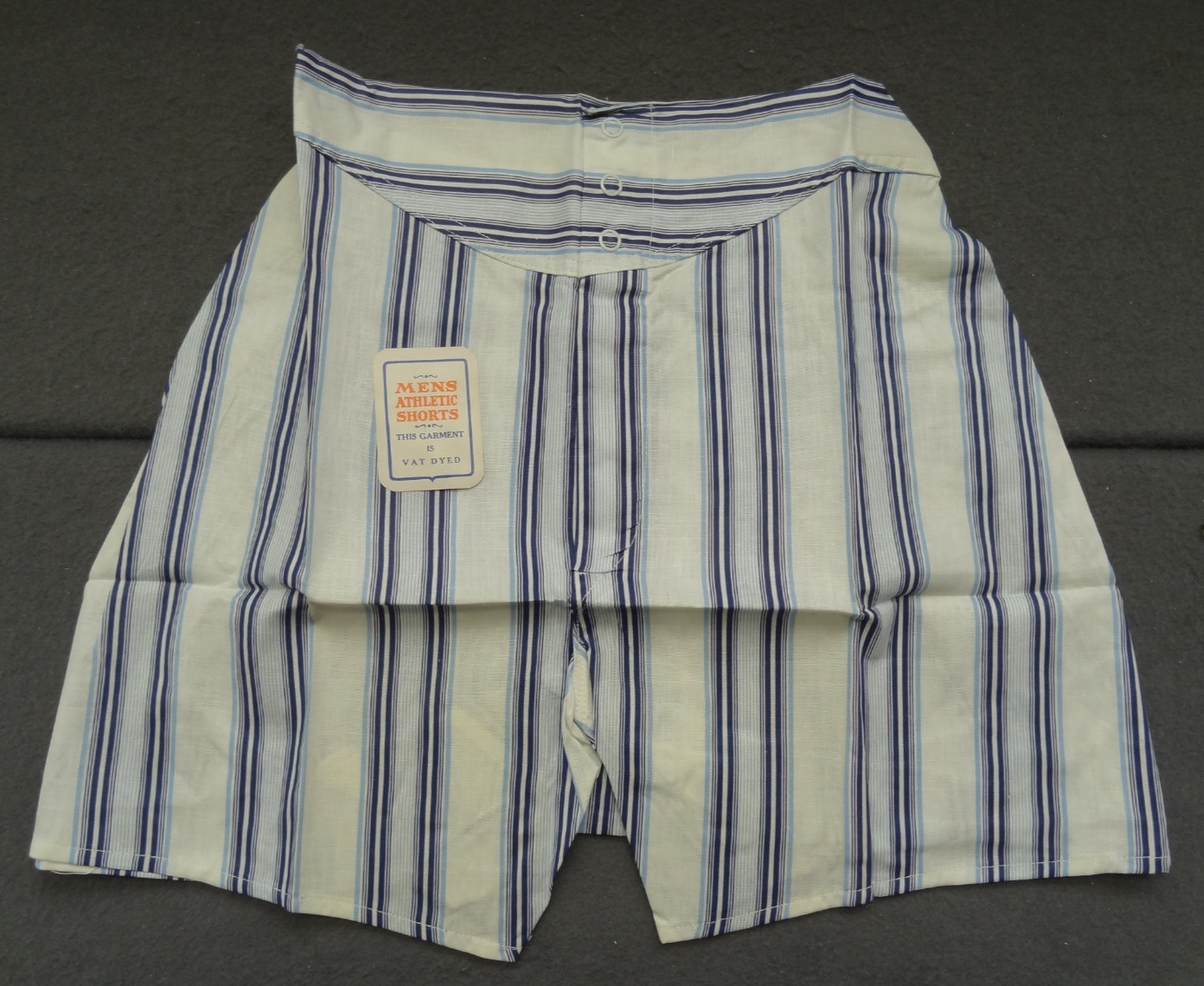 NEW Gripper Snap 28 Yoke Front Striped Boxer Short VTG 50s 60s Athletic Vat Dyed