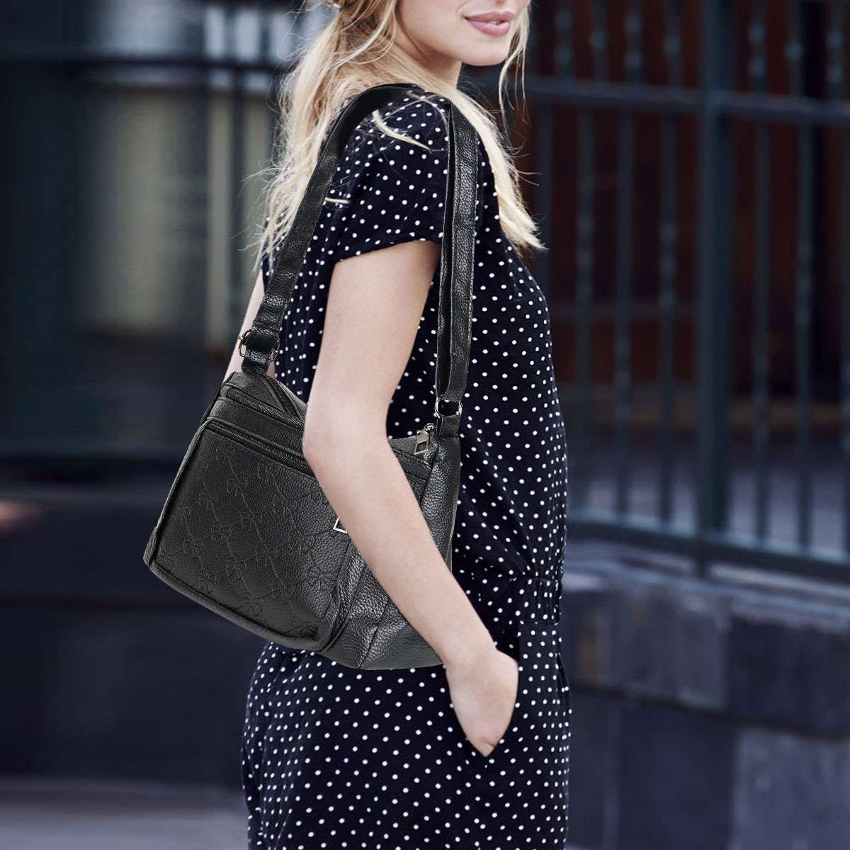 Women Vintage Crossbody Shoulder Bag Soft PU Leather Lightweight Handbag Purse