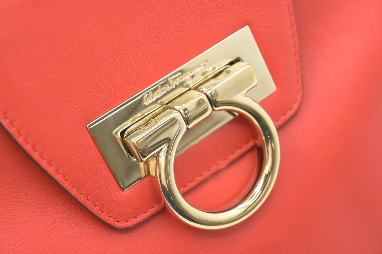 Authentic Ferragamo Gancini One Shoulder Bag, Red