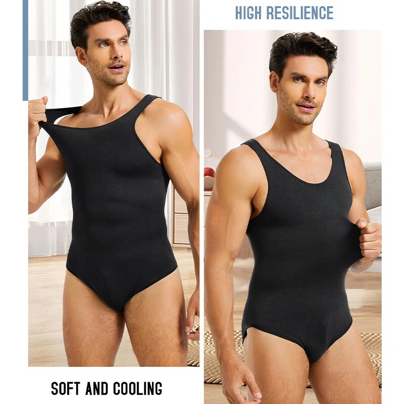 Men Shapewear Tummy Control Full Body Shaper Compression Slimming Bodysuit Shirt
