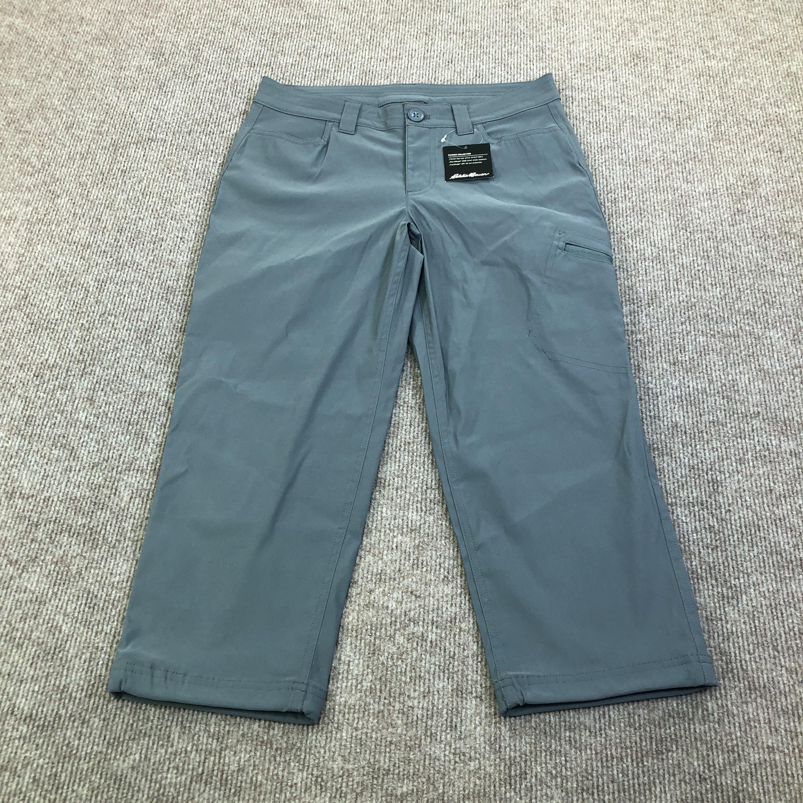 Eddie Bauer Pants Womens 4 Gray WR Rainier Capri Water Resistant Hiking UPF 50
