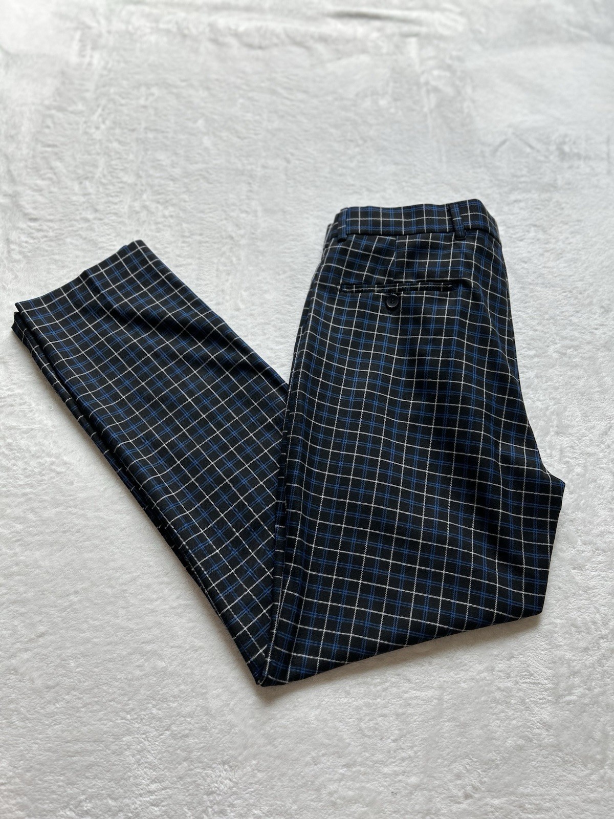 Man BoohooMan Pockets Skinny Navy Check Suit Trouser Pants Size 32