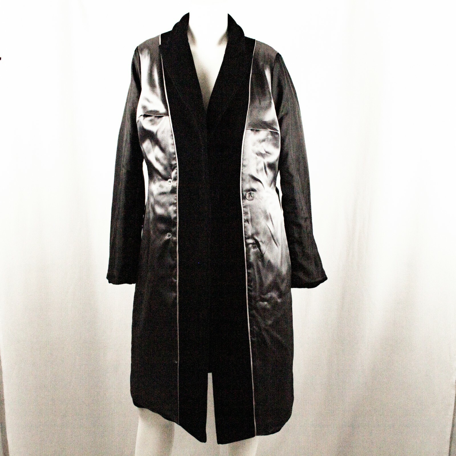 DEBENHAMS New Black Solid Cashmere Wool Women Double Breasted Coat Size 8, 12UK