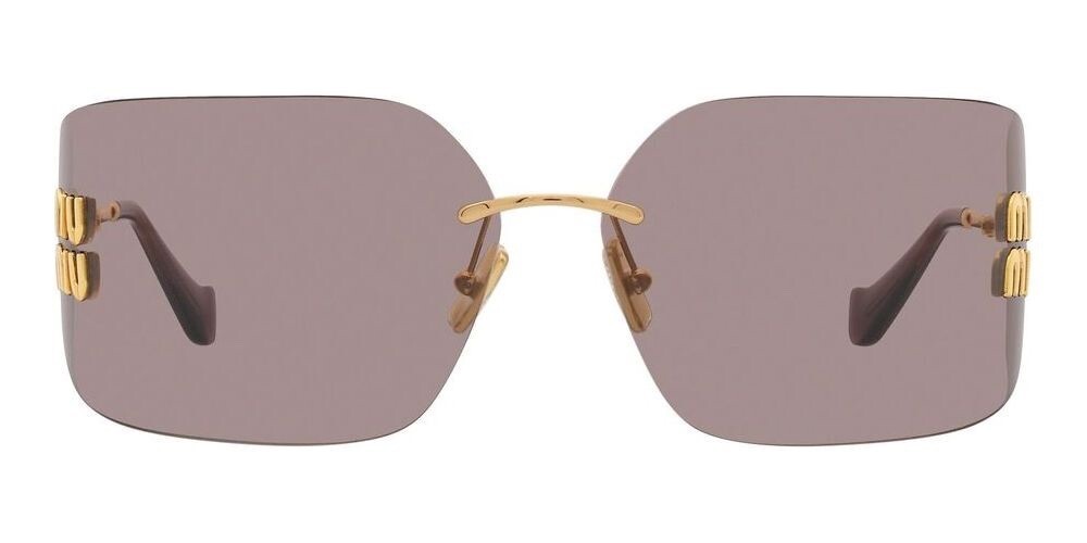 Miu Miu Sunglasses MU 54YS Gold Light Purple Brown 5AK0/6I Women Logo AUTHENTIC